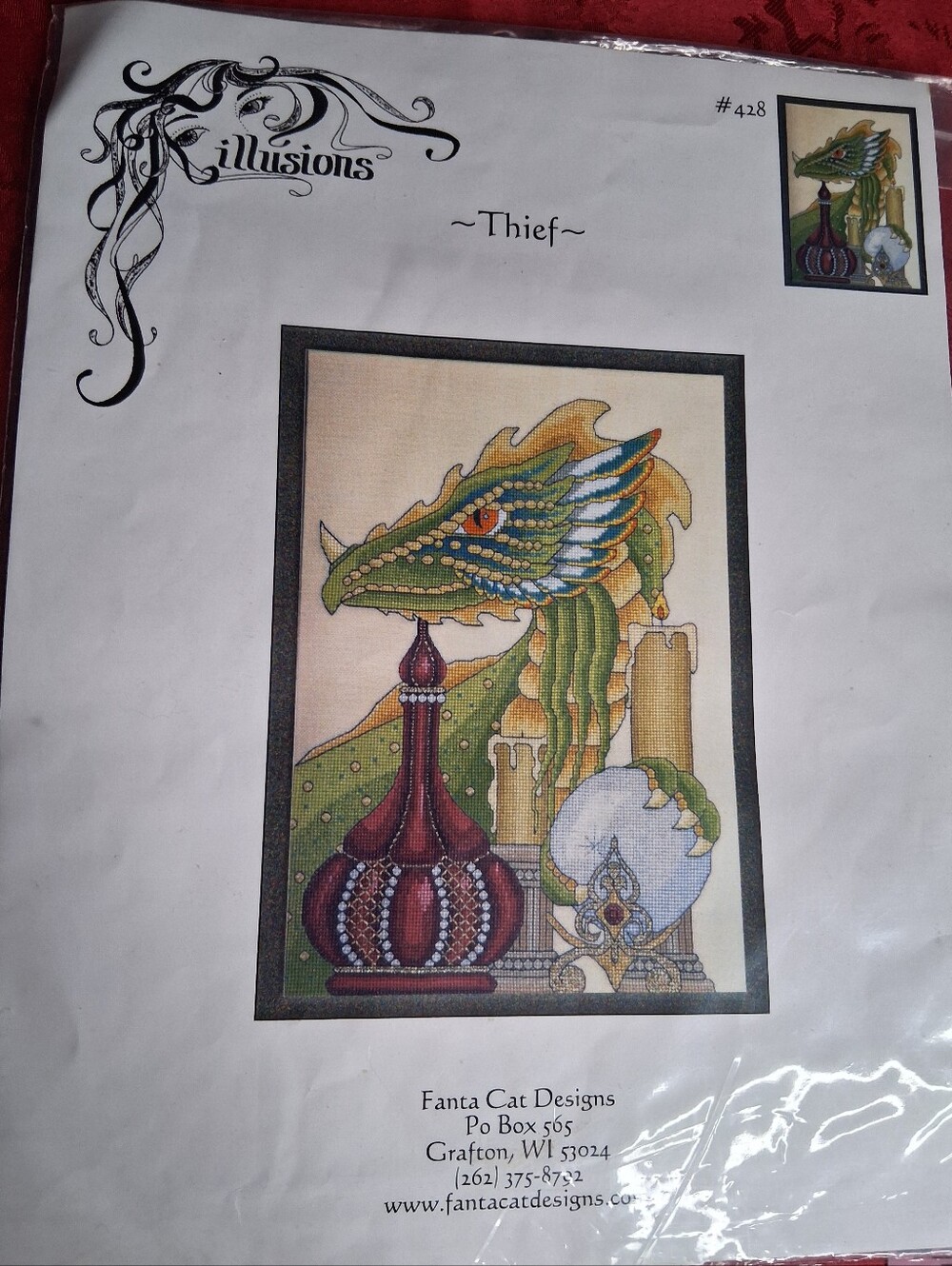 Illusions "Thief" Dragon Cross Stitch Chart Pattern Only
